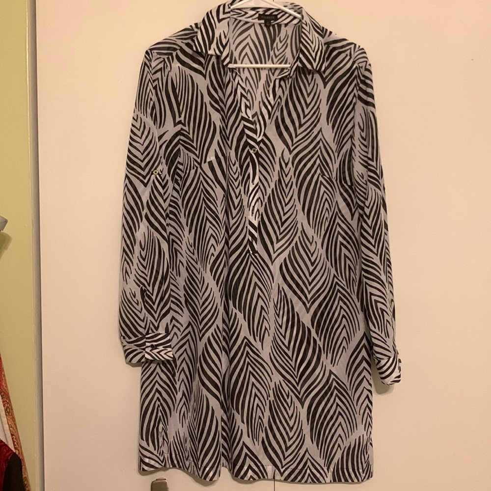Talbots Collared Tunic Black and White Size Small